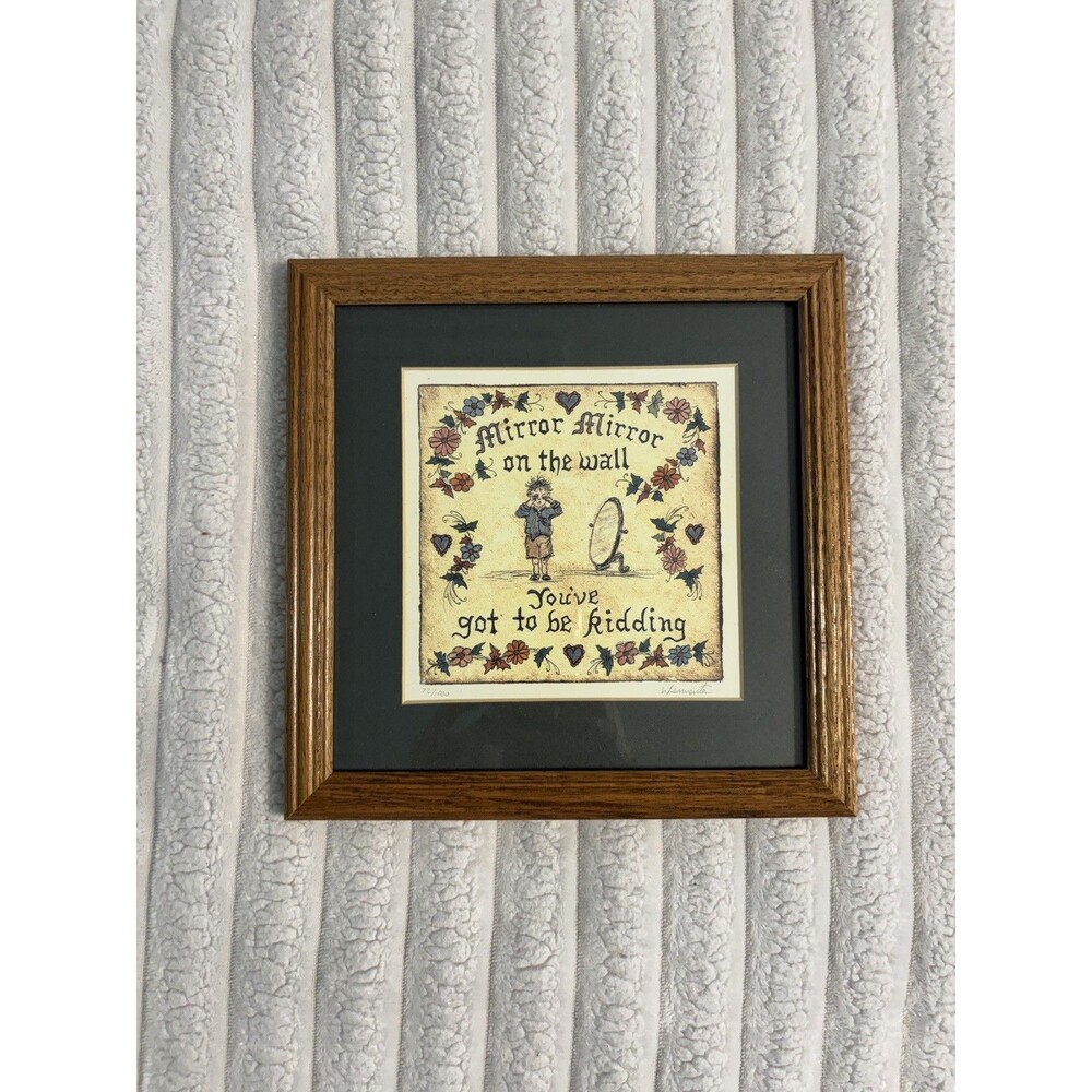Vintage mirror mirror you’ve got to be kidding me framed print bathroom decor